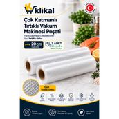 Klikal 20 Cm 10 Metre Çok Katmanlı Ev Tipi Rulo Vakum Poşeti