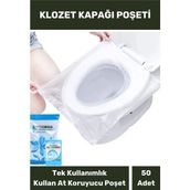 Klozet Kapak Örtüsü Pratik Kullanımlı Hijyenik Klozet Kapağı Poşeti Avm Halka Açık Tuvalet 50 Adet - Ahşap - Tek Ebat