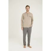 Kly 9223 Erkek %100 Pamuklu 4 Mevsim Kumaş Ekoseli Uzun Kollu Pijama Takım