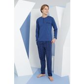Kly 9223 İndigo Erkek Dört Mevsim Pijama Takımı