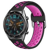 KNY 2125205175 Samsung Galaxy Gear S3 İçin Delikli Renkli Spor Silikon Siyah Fuşya Kordon