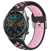 KNY 2125205178 Samsung Galaxy Gear S3 Siyah-Pembe Delikli Renkli Spor Silikon Kayış Kordon