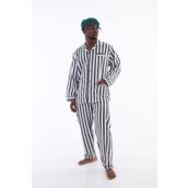 Kocabey 4007 Uzun Kol Çizgili Gaffur Erkek Pijama Takım Antrasit M