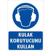 KOD:35 Kulak Koruyucu Kullan 25x35 Uyarı Levhası