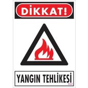 KOD:852 Dikkat Yangın Tehlikesi 25x35 Uyarı Levhası