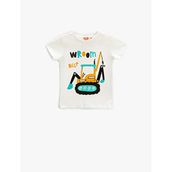 Koton 002 Erkek Bebek Ekru Bisiklet Yaka Kısa Kollu Kepçe Detaylı T-shirt