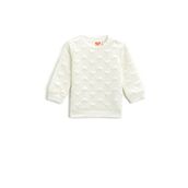 Koton 010 Kız Bebek Ekru Kalpli Kapitone Uzun Kollu Bisiklet Yaka Sweatshirt