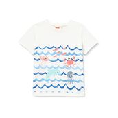 Koton 021 Erkek Bebek Ekru Bisiklet Yaka Kısa Kollu Baskılı T-shirt