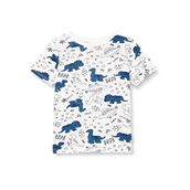 Koton 03E Erkek Bebek Ekru Desenli Dinazor Baskılı Bisiklet Yaka T-shirt