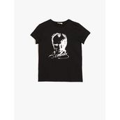 Koton 0YKB11541MK000 Atatürk Lisanslı Baskılı Pamuklu Kısa Kollu Bisiklet Yaka Erkek Çocuk T-Shirt