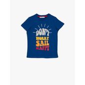 Koton 0YKB16257OK886 Slogan Baskılı Pamuklu Kısa Kollu Bisiklet Yaka Erkek Çocuk T-Shirt