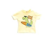 Koton 152 Erkek Bebek Sarı Dinozor Baskılı Kısa Kollu Bisiklet Yaka T-shirt