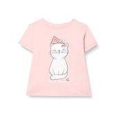 Koton 274 Kız Bebek Pembe Kedi Baskılı Kısa Kollu Bisiklet Yaka T-shirt
