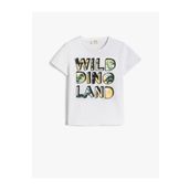 Koton 2SKB10053TK Bisiklet Yaka Normal Kalıp Baskılı Erkek Çocuk T-Shirt