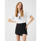Koton 3SAL10026IK 010 Ekru Genç Kız Pamuk Jersey Kısa Kollu O Yaka T-shirt