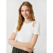 Koton 3SAL10210IK010 Ekru Kadın T-Shirt
