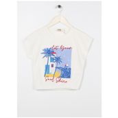 Koton 3SKG10041AK 010 Ekru Kız Çocuk T-shirt