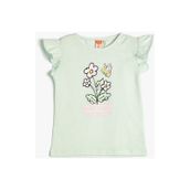 Koton 3SMG30019AK Yeşil Çiçek Baskılı Kız Bebek T-shirt