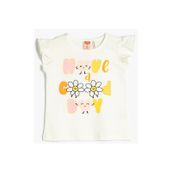 Koton 3SMG30020AK Ekru Papatya Baskılı Kız Bebek T-shirt