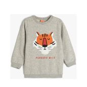 Koton 4SMB10043TK Gri Hayvan Baskılı Erkek Bebek Sweatshirt