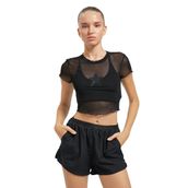 Koton 4WAK10092NK Siyah Tül Detaylı Kadın T-shirt
