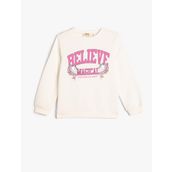 Koton 4WKG10117AK 010 Ekru Kız Çocuk Pamuk Jersey Sweatshirt