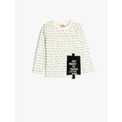 Koton 4WMB10160TK Ekru Slogan Baskılı Erkek Bebek T-shirt
