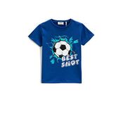 Koton 969 Erkek Çocuk T-shirt Kısa Kollu Bisiklet Yaka Futbol Baskılı Saks Mavi