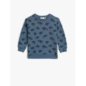 Koton Baskili Pamuklu Bisiklet Yaka Uzun Kollu Sweatshirt 1YMB18207ZK