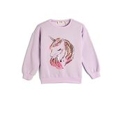 Koton Bisiklet Yaka Uzun Kollu Unicorn Baskılı Kız Çocuk Sweatshirt