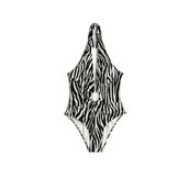 Koton Halter Yaka Mayo Zebra Desenli Derin V Yaka Pencere Detaylı