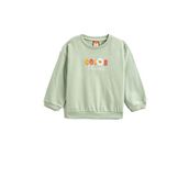Koton MNT Kız Bebek Nane Yeşili Arkası Çiçek Baskılı İşleme Detaylı Şardonlu Sweatshirt