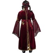 Köylü Kostüm Mihrimah Sultan Kıyafeti Kız Çocuk Lüks Kadife Bindallı Elbisesi Bordo - 8 - 10 Yaş