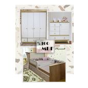 Koza %100 MDF Panjur Ahşap Beyaz Bebek & Çocuk Odası Takımı 4 Kapılı Dolap& Kapitoneli Karyola & Şİfonyer