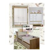 Koza %100 MDF Panjur Ahşap Beyaz Maxi Bebek&Çocuk Odası Takımı 3 Kapılı Dolap&Kapitoneli Karyola&Şİfonyer