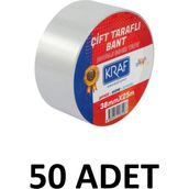Kraf 50 Adet 38 mm x 25 Metre Çift Taraflı Bant