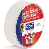Kraf 5025G 25 mm x 5 mt Çift Taraflı Köpük Bant