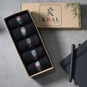 Kral Socks Bambu Erkek Çorap Klasik Soket Düz Uzun Yazlık Dikişsiz 5'li Kutulu Premium Set