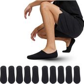 Kral Socks Kadın - Erkek Düz Desen (10 Çift) Pamuklu Terletmez Babet Çorap - 40 - 44 - Siyah