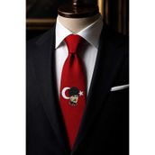 Kravatkolik Atatürk Ay Yıldız Kırmızı Kravat KK13705