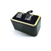 Kravatkolik KD1360 Standart Gümüş Renk Siyah Detay Kol Düğmesi