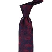 Kravatkolik KK9615 Bordo Lacivert Çiçek Desen Mendilli Klasik Kravat