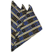 Kravatkolik SPS373 Sarı - Lacivert Motif Baskılı İpek Mendil