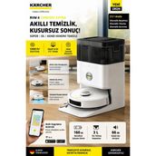 Kärcher Extra 15.000 Pa Akıllı Robot Süpürge, Lidar Navigasyon, Döner Paspas, Halı Sensörü, Otomatik Boşaltma, 160 Dakika Kullanım Wi-Fi Karcher Türkiye Garantili