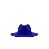 Külah Kadın Saks Mavi Boater Fedora Fötr Şapka Panama Kasket
