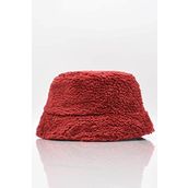 Külah Kadın Sherpa Kürklü Bordo Bucket Şapka