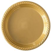 Kullan At Renkli Altın Renk Parti Davet Plastik Tabak - 22 Cm. - 24 Adetlik 5 Paket