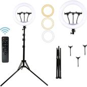 Kumandalı 18 Inç Ring Light LED Işık Video Selfie Işığı Dövme Makyaj Işığı Tiktok Youtube Işığı Yuvarlak Halka Işığı + 2m Işık Ayağı - 18inç