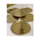 Kumsal Hediyelik Yuvarlak Gold Sunum Tepsisi Dekoratif Servis Tepsisi Çay,söz, Nişan,sunum Kahve 22 cm 6'lı Yvrlk