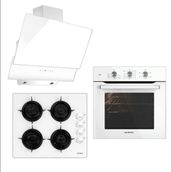 Kumtel B66 SF2 - 40TAHDF - DA6 835 Beyaz 3'lü Cam Ankastre Set